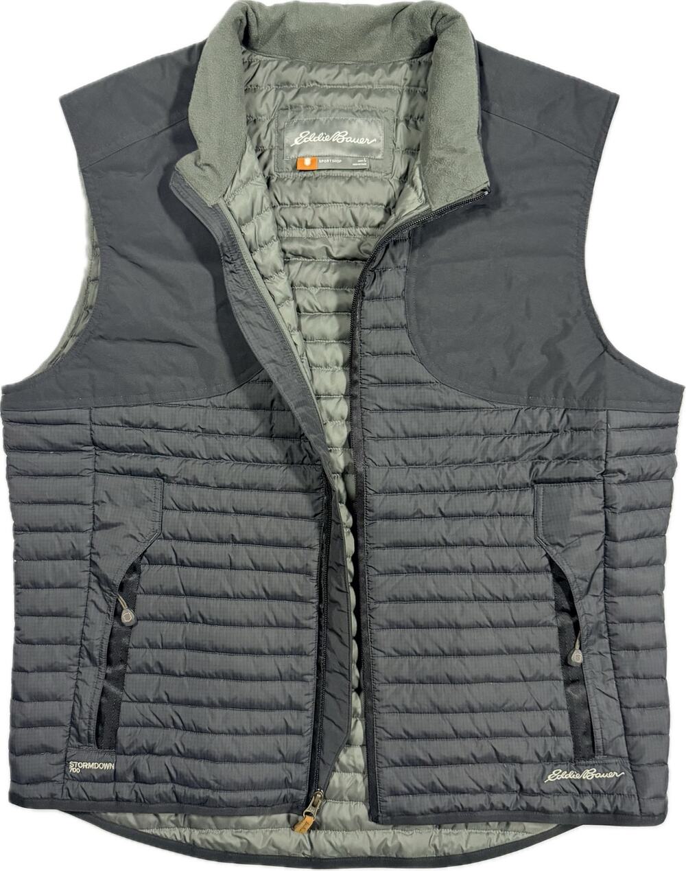 EDDIE BAUER Sz LG StormDown Winter Snow Vest 700 Goose Down Water Resistant